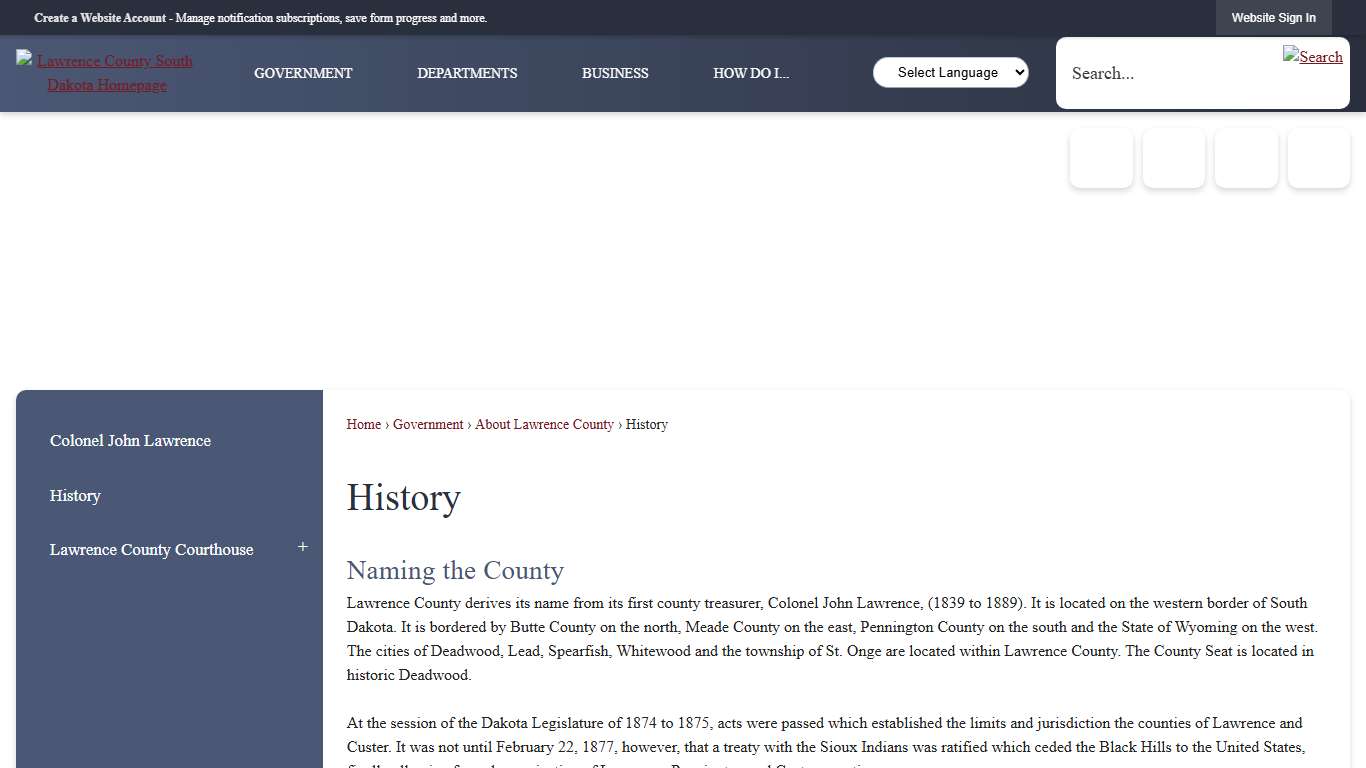 History | Lawrence County, SD